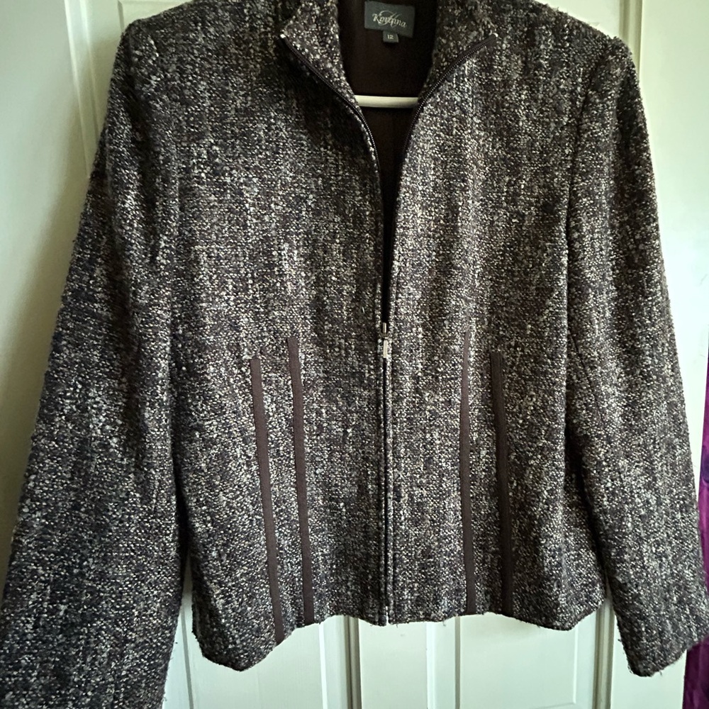 Korinna Brown Blazer Textured Suit Jacket Size 12